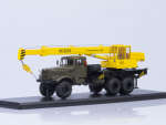 SSM1185 Масштабная модель: Автокран КС-3575 (на шасси КРАЗ-255Б1), хаки/желтый 1/43