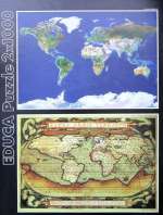 EDUCA13296 2 Пазла по 1000 деталей - 2 в 1 "Карты мира"